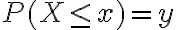 P(X \leq x)=y P(X \leq x)=y